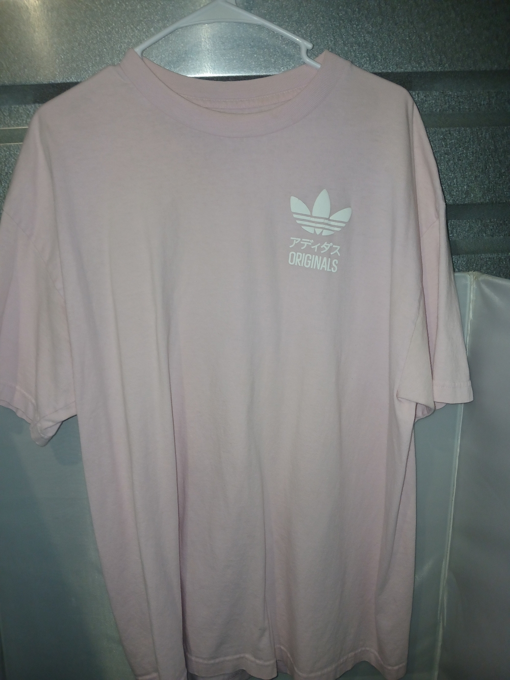 ​adidas Originals Japanese Katakana Triple Trefoil Shirt Light Pink Size XL